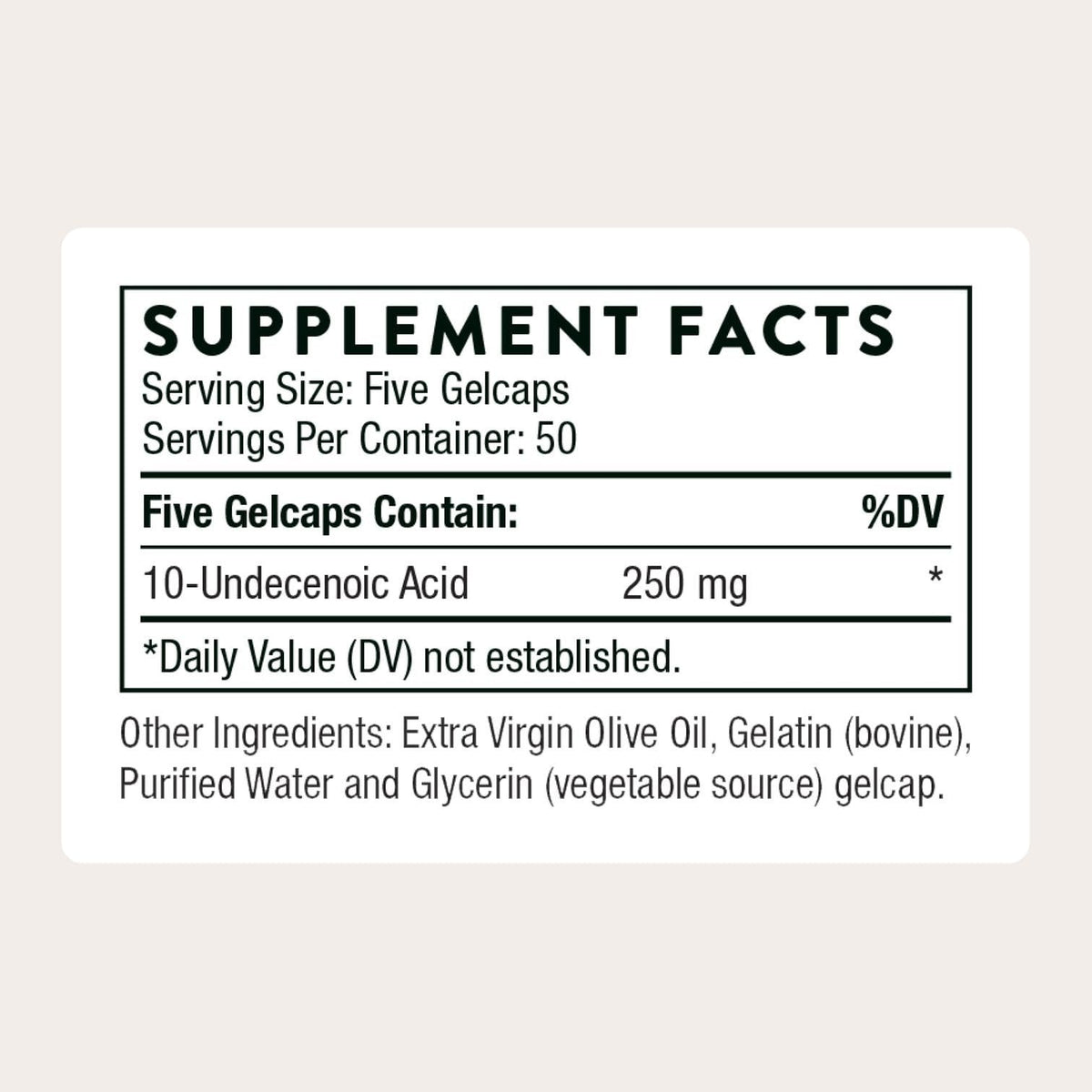 Undecylenic Acid (Formerly Formula SF722) - 250 mg of Undecylenic Acid - for a Healthy Balance of Gut & Vaginal Flora* - Gluten Free - 250 Gelcaps - 50 Servings